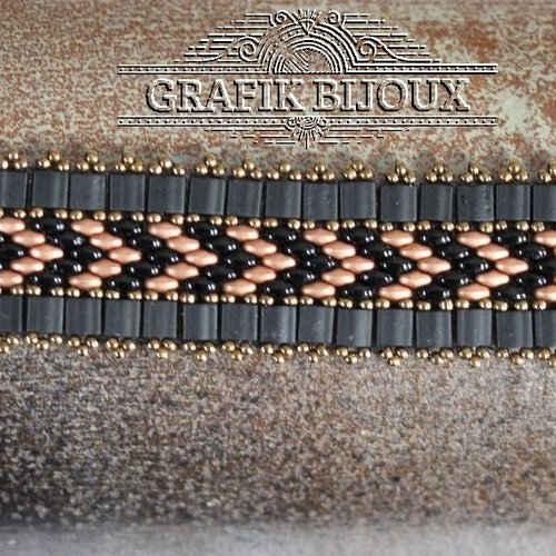 Bracelet large avec perles tila, superduo, rocailles miyuki et acier inoxydable