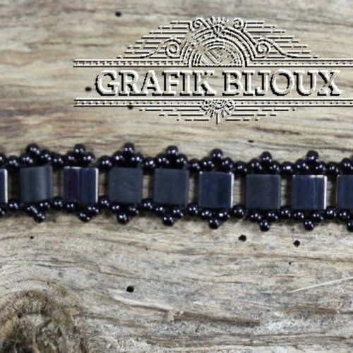 Bracelet avec perles tila, rocailles miyuki et acier inoxydable