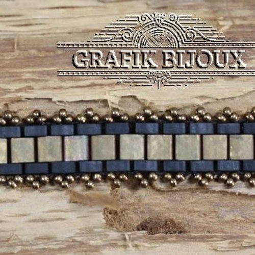Bracelet avec perles tila, half-tila, rocailles miyuki et acier inoxydable