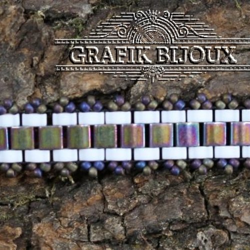 Bracelet avec perles tila, half-tila, rocailles miyuki et acier inoxydable