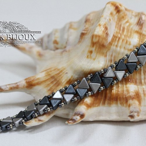 Bracelet avec perles kheops par puca, rocailles miyuki et acier inoxydable