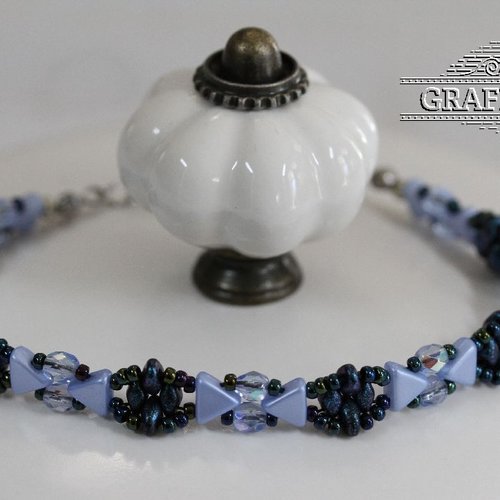 Bracelet avec perles kheops par puca, superduo, cristal autrichien, rocailles miyuki et acier inoxydable