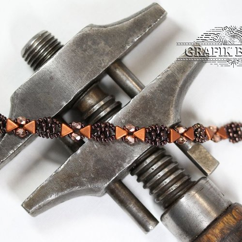 Bracelet avec perles kheops par puca, superduo, cristal autrichien, rocailles miyuki et acier inoxydable
