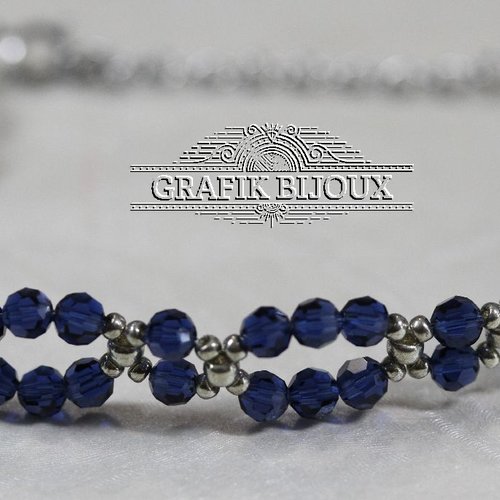 Bracelet avec perles en cristal autrichien, rocailles miyuki et acier inoxydable