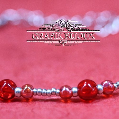 Bracelet avec perles en verre, rocailles miyuki et acier inoxydable