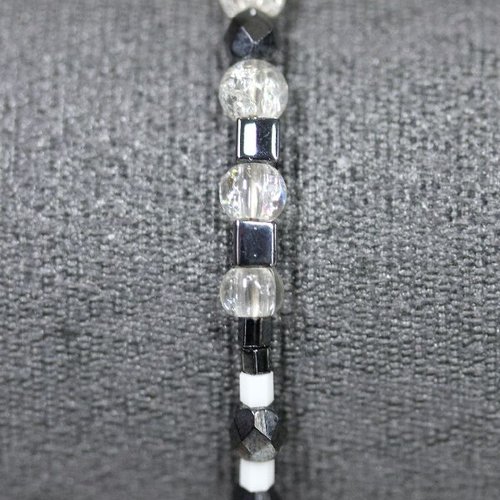 Bracelet jonc cubes miyuki, perles en verre et acier inoxydable