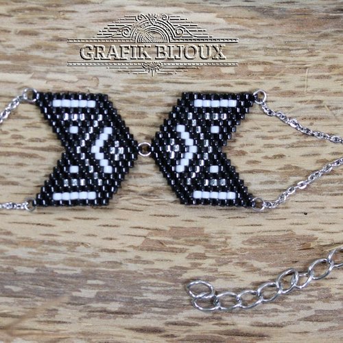 Bracelet forme v en miyuki et acier inoxydable