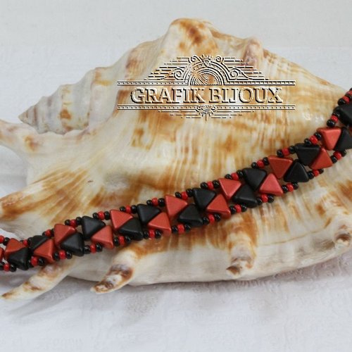 Bracelet avec perles kheops par puca, rocailles miyuki et acier inoxydable
