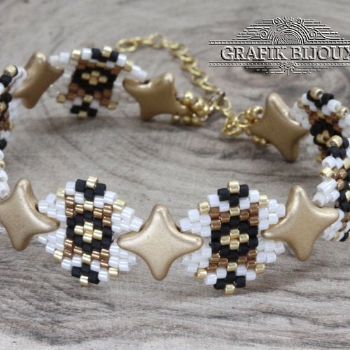 Bracelet avec perles star bead, miyuki et plaqué or