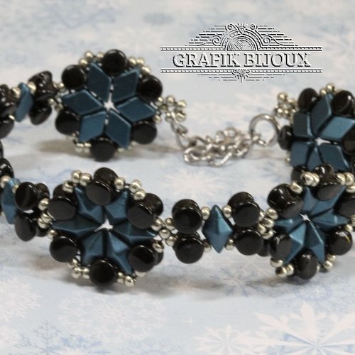 Bracelet avec perles diamonduo, diabolo shape pellet, rocailles miyuki et acier inoxydable