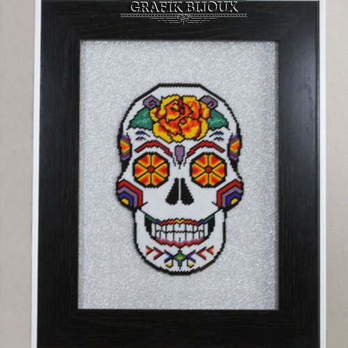 Cadre tête de mort mexicaine en miyuki