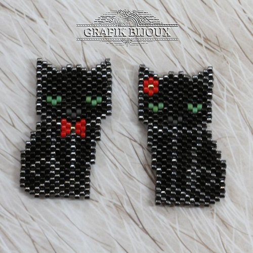 Magnets couple de chats noirs en miyuki
