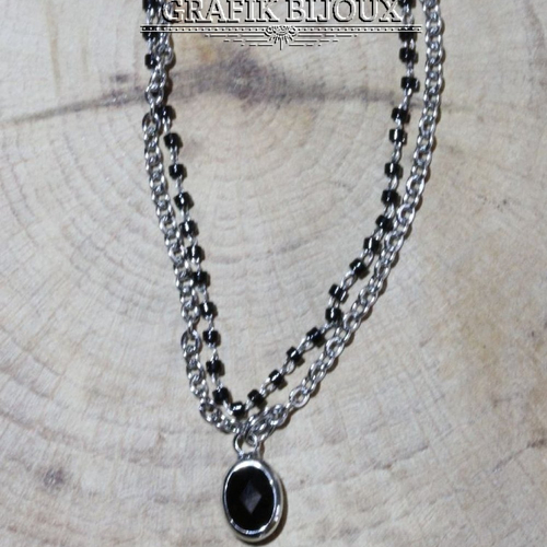 Bracelet avec breloque et perles en verre et acier inoxydable