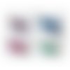 Boucles d'oreilles acier inoxydable argile polymère vernie goutte colorée et boule grise marbrée (bleu, magenta, fuchsia, vert d'eau)