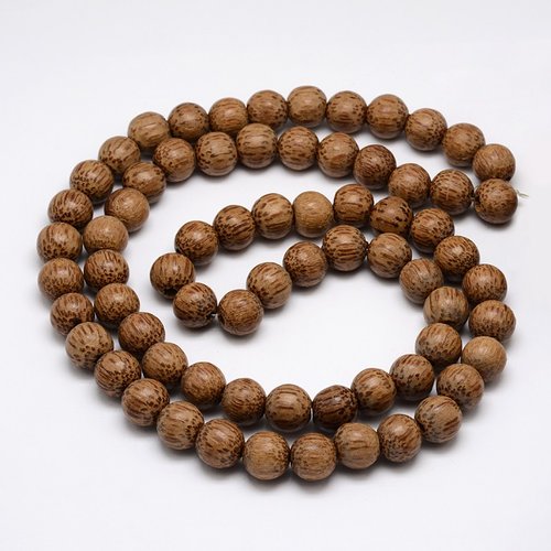 1 perle en bois de coco marron naturel