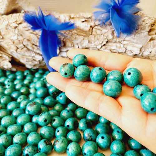 Graine de couleur bleu turquoise, de forme ronde