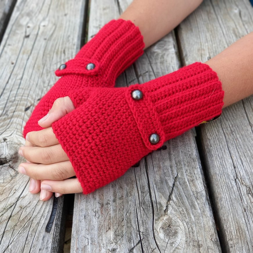 Mitaines tricotées en rouge, gants d'hiver en laine