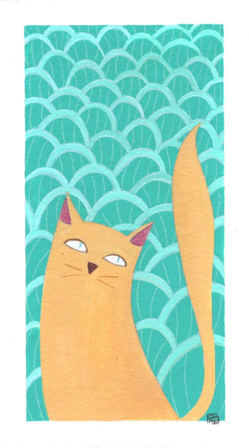 Petite Peinture Acrylique D Un Chat Un Grand Marche