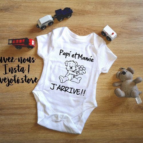 Body Bebe Annonce De Grossesse Annonce Naissance Bebe Arrive Personnalise Papi Mamie Idee Cadeau Un Grand Marche