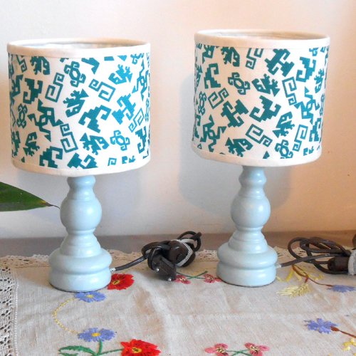 Lampes 2 -petites vert clair shabby