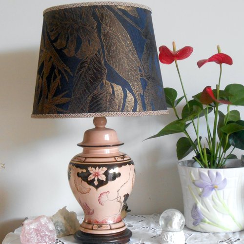 Lampe ceramique rosé lotus