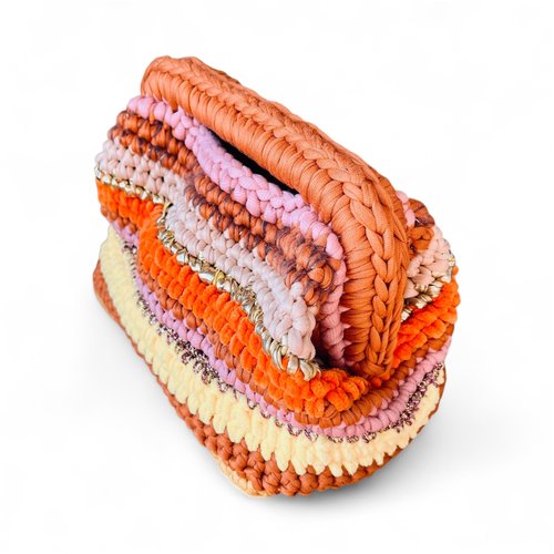Pochette au crochet - sunshine beige et orange