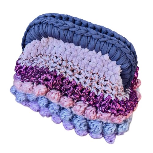 Pochette  au crochet - nuage - violet et rose