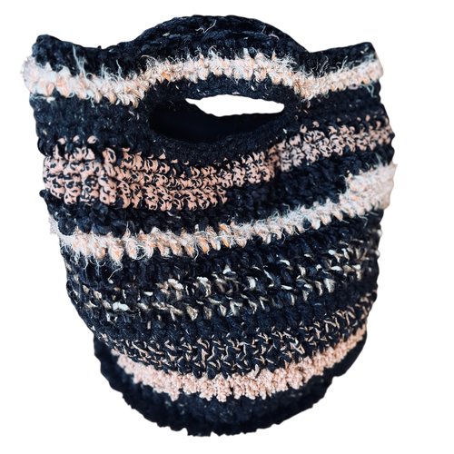 Sac cabas au crochet - nvember - noir et beige