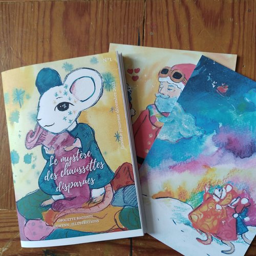 Lot carte et fanzine "le mystère des chaussettes disparues"
