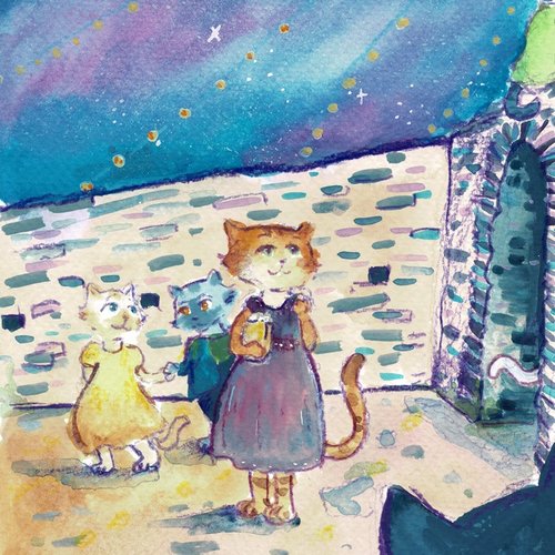La guinguette des chats carte reproduction a5