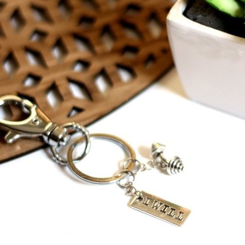 Porte clés breloque "will" métal argenté pour homme