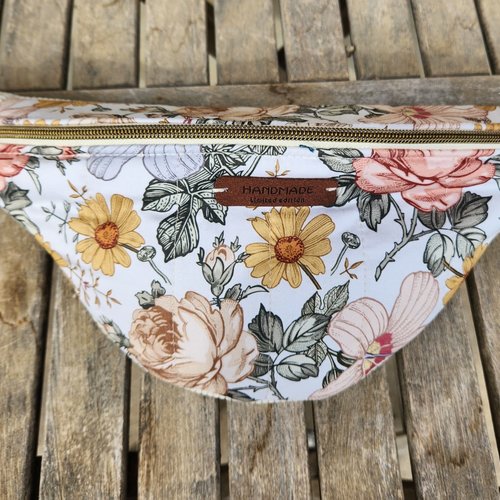 Sac banane tissu automne - banane à fleurs