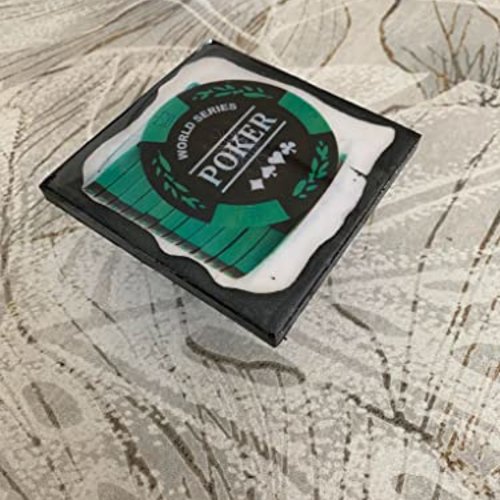 Dessous de verre - poker vert - 10x10 cm - céramique brillant