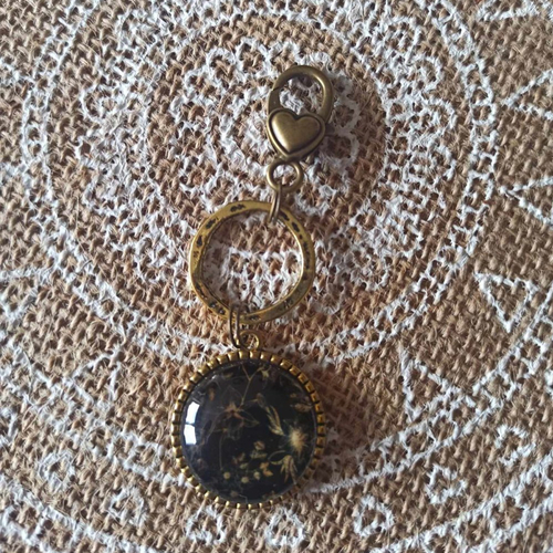 Bijou de sac mousqueton coeur fleurs or et bronze broc effet vintage collection happy chic bijoux