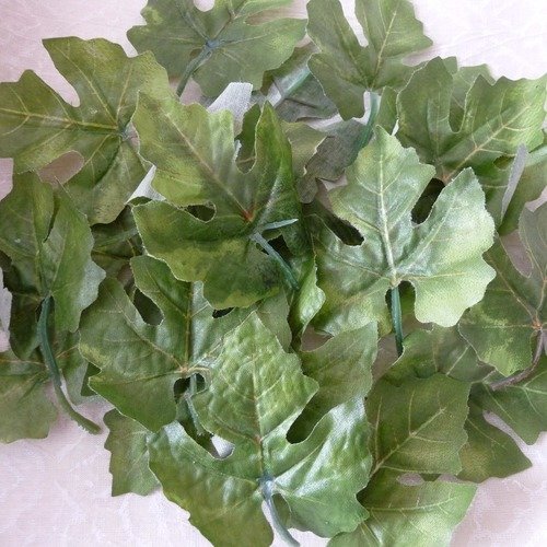 10 feuilles en tissu plastifié, couleur verte, 6 cm x 6 cm - arts plastiques - home deco