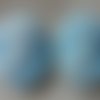 2 camees cabochons medaillons ovales, profil feminin, en plastique bleu ciel - 3,7 cm x 2,8 cm