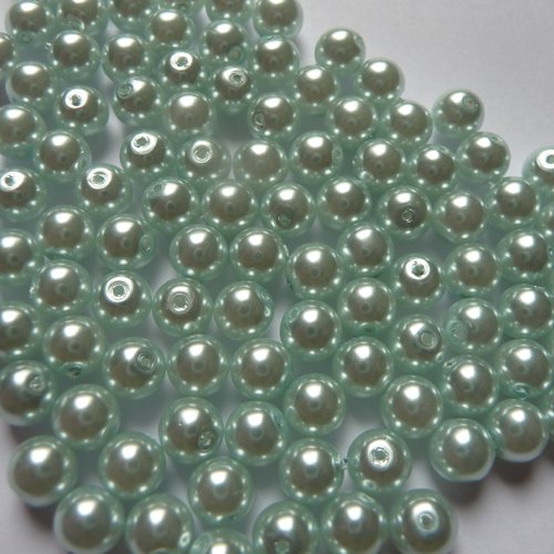 100 perles nacrees rondes 5 mm - couleur bleu pale