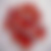 10 cabochons en verre, fond plat, couleur rouge
