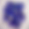 10 cabochons en verre, fond plat, couleur bleu fonce