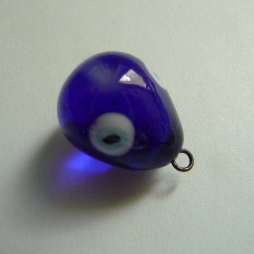 Pendentif en  verre, forme goutte, couleur bleue - perle pendentif création bijoux,