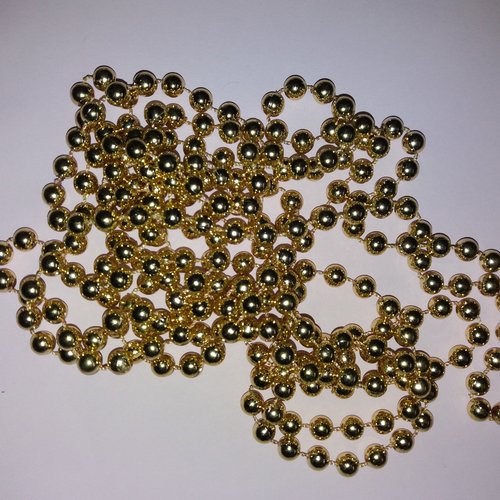 Guirlande de perles, guirlande noël dorée brillante, 2,70 m de longueur, couleur dorée - pour décorations intérieures, fêtes, ...