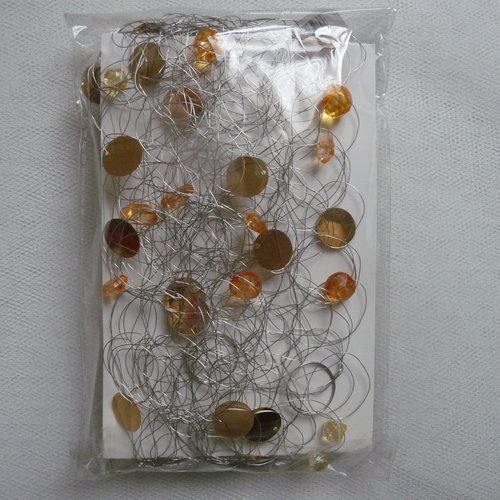 Guirlande décorative 2 m - fil métal souple, perles et pastilles rondes, jaune et or