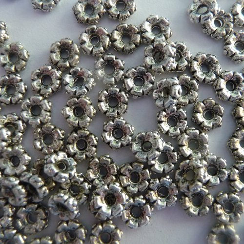 80 rondelles séparateurs intercalaires en métal argenté vieilli - créations bijoux, apprêts, fournitures diy - fournitures bijoux,