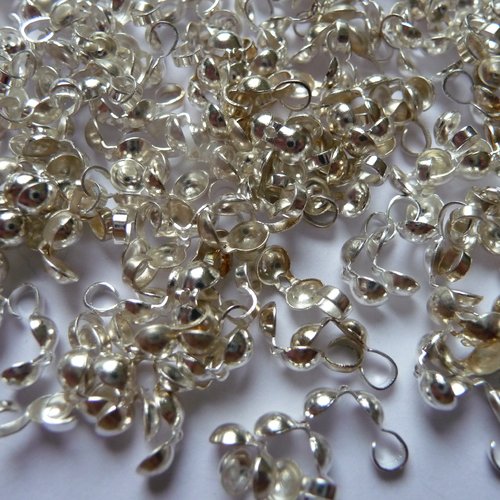 Lot de 100 cache-noeuds en métal argenté - 4 mm de diamètre - apprêts, fournitures bijoux, créations diy