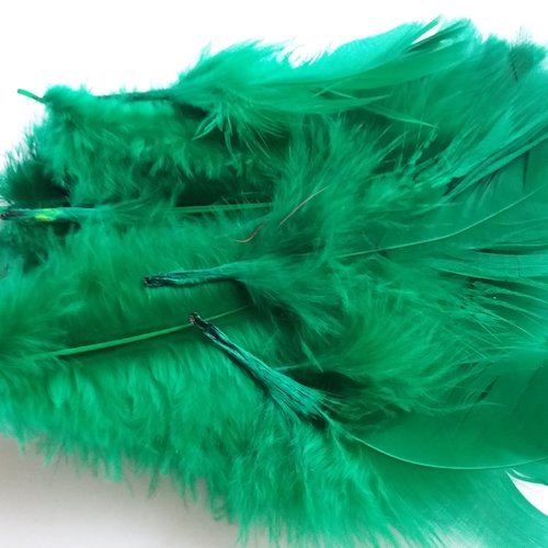 Lot plumes vertes, 2ème choix, tailles variées,  pour loisirs créatifs enfants, travaux manuels, masques, customisation, bijoux