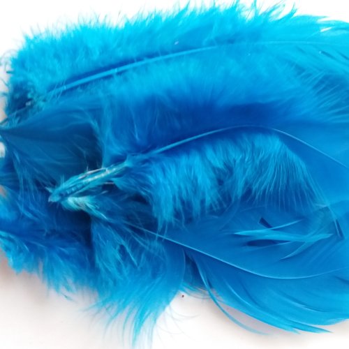 Lot plumes bleu-turquoise, 2ème choix, tailles variées,  pour loisirs créatifs enfants, travaux manuels, masques, customisation, bijoux