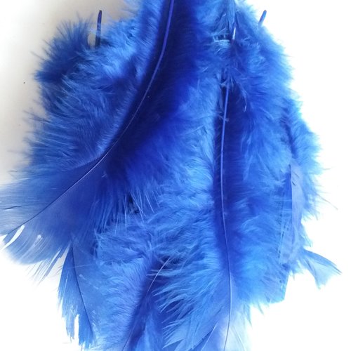 Lot plumes bleues, 2ème choix, tailles variées,  pour loisirs créatifs enfants, travaux manuels, masques, customisation, bijoux