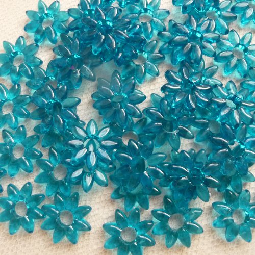 50 fleurs plastique bleu canard pour loisirs creatifs, home deco