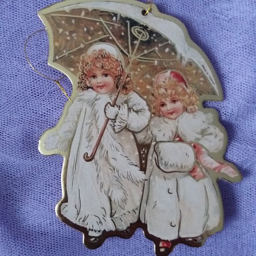 Décoration noël à suspendre - découpe carton enfants victoriens (n° 2)