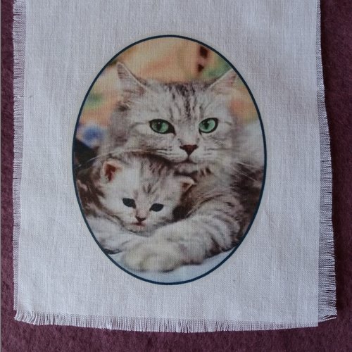 Transfert textile chat et chaton - créations textiles, collages, customisation, couture